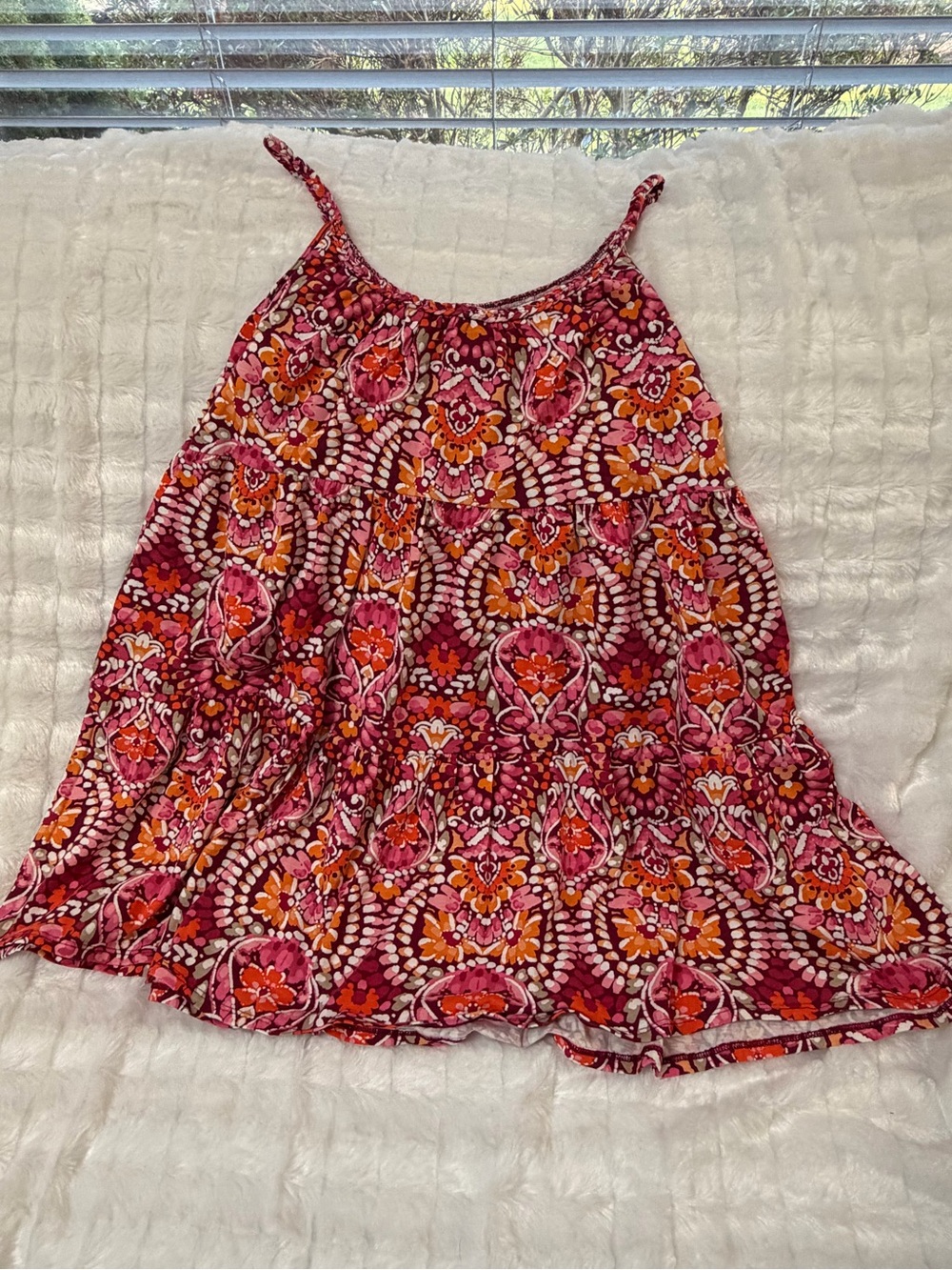 Old Navy Pink and Orange Floral Tiered Sundress